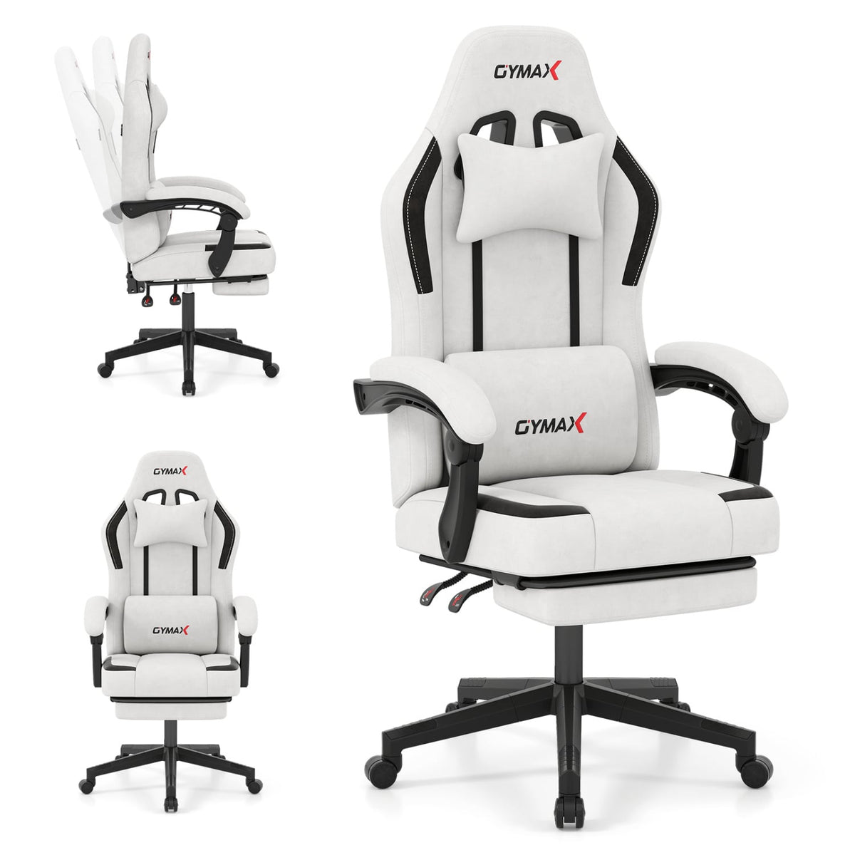 Ergonomic Video Game Chair with Headrest for Home Office-Gray-Gaming Chairs-DECOROLALA
