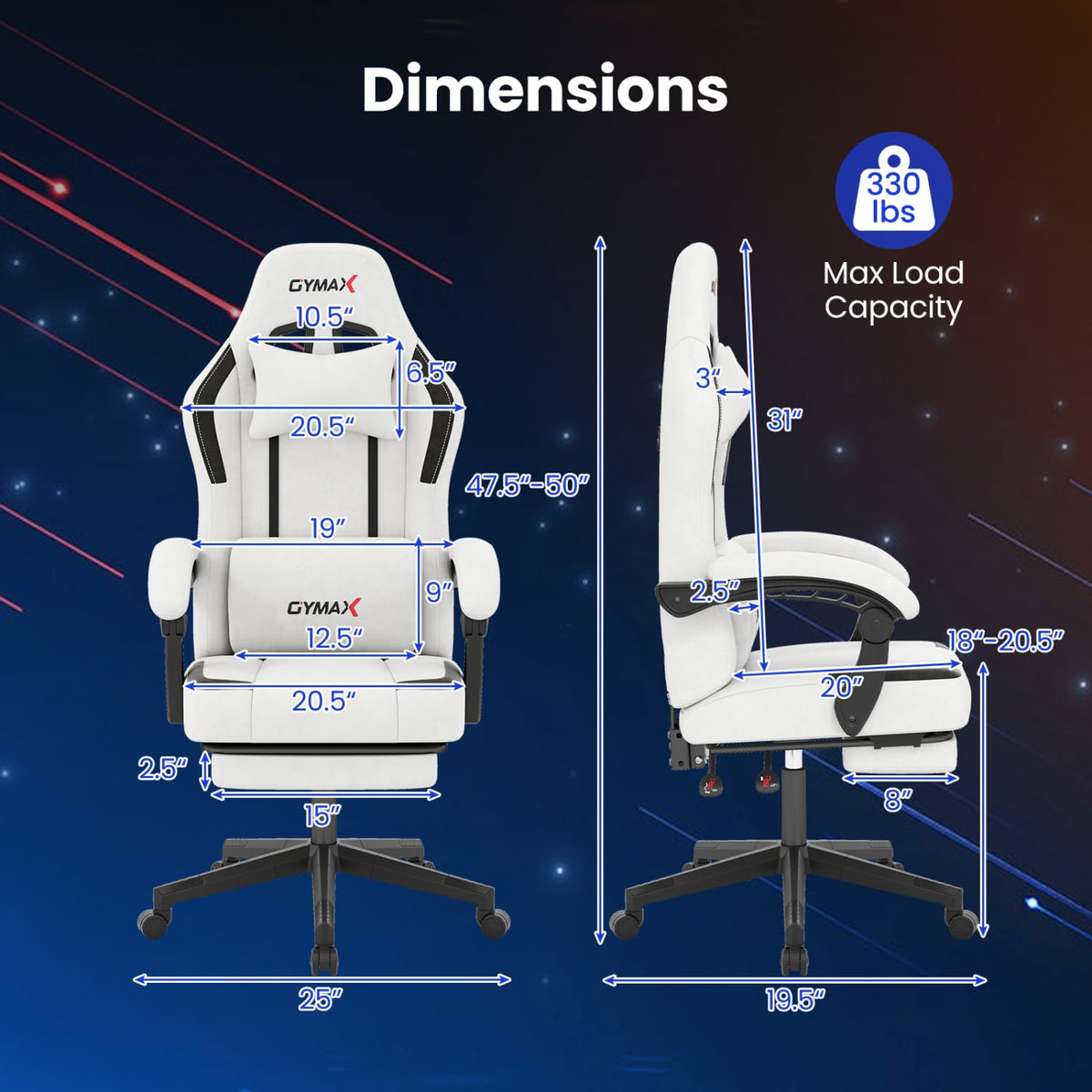 Ergonomic Video Game Chair with Headrest for Home Office-Gray-Gaming Chairs-DECOROLALA