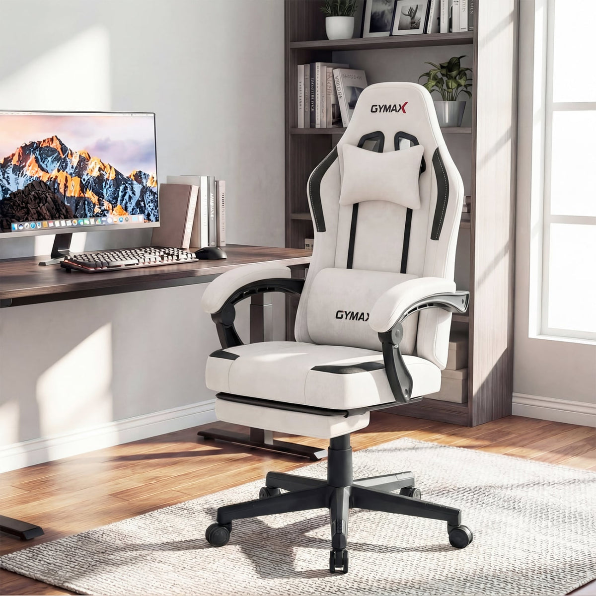 Ergonomic Video Game Chair with Headrest for Home Office-Gray-Gaming Chairs-DECOROLALA