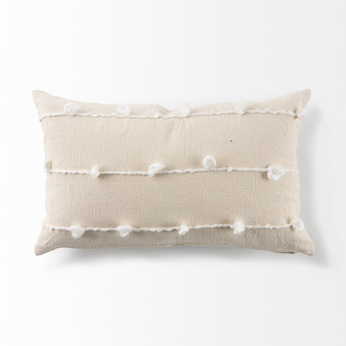 Erica 13x21 Cream With White Detail Pillow Cover-Decorative Pillows-DECOROLALA