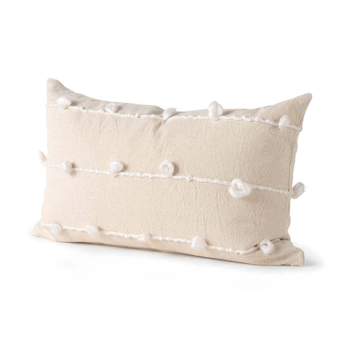 Erica 13x21 Cream With White Detail Pillow Cover w/Non-Allergen Filler-Decorative Pillows-DECOROLALA
