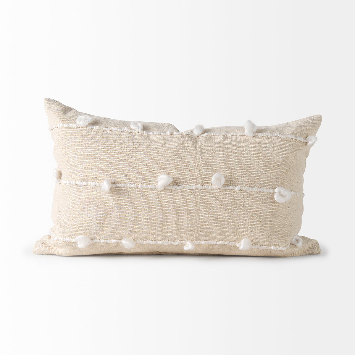 Erica 13x21 Cream With White Detail Pillow Cover w/Non-Allergen Filler-Decorative Pillows-DECOROLALA