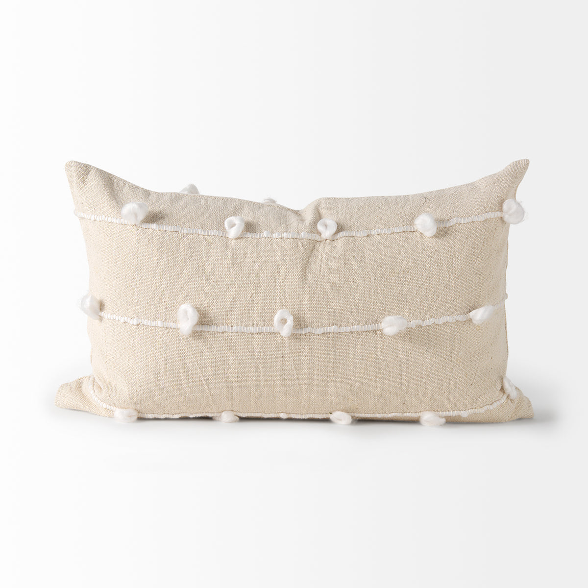 Erica 13x21 Cream With White Detail Pillow Cover w/Non-Allergen Filler-Decorative Pillows-DECOROLALA