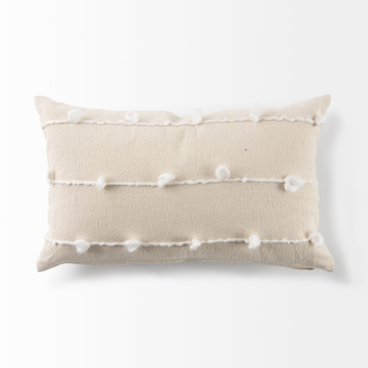 Erica 13x21 Cream With White Detail Pillow Cover w/Non-Allergen Filler-Decorative Pillows-DECOROLALA