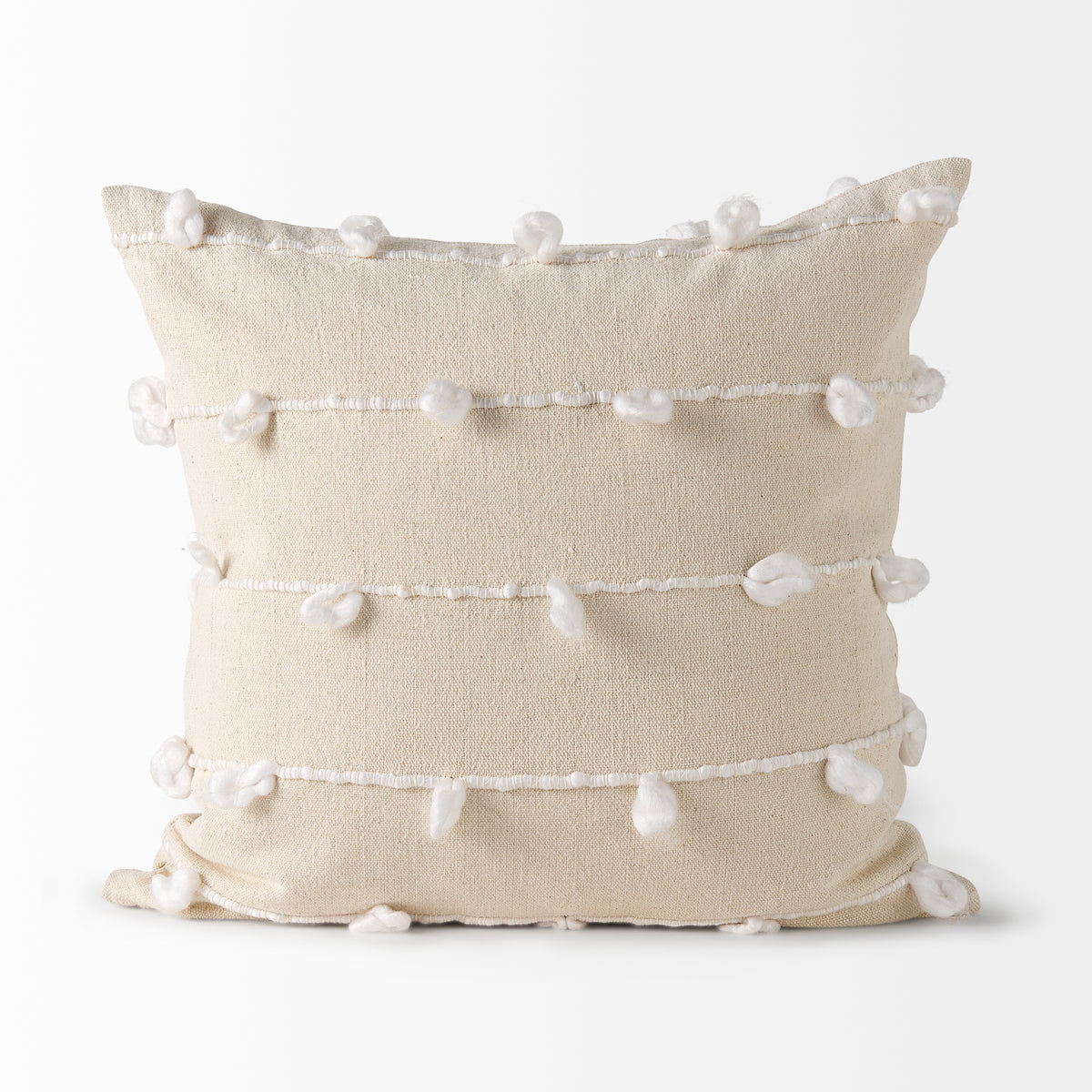 Erica 20x20 Cream With White Detail Pillow Cover w/Non-Allergen Filler-Decorative Pillows-DECOROLALA