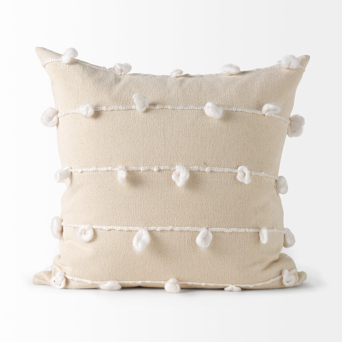 Erica 20x20 Cream With White Detail Pillow Cover w/Non-Allergen Filler-Decorative Pillows-DECOROLALA