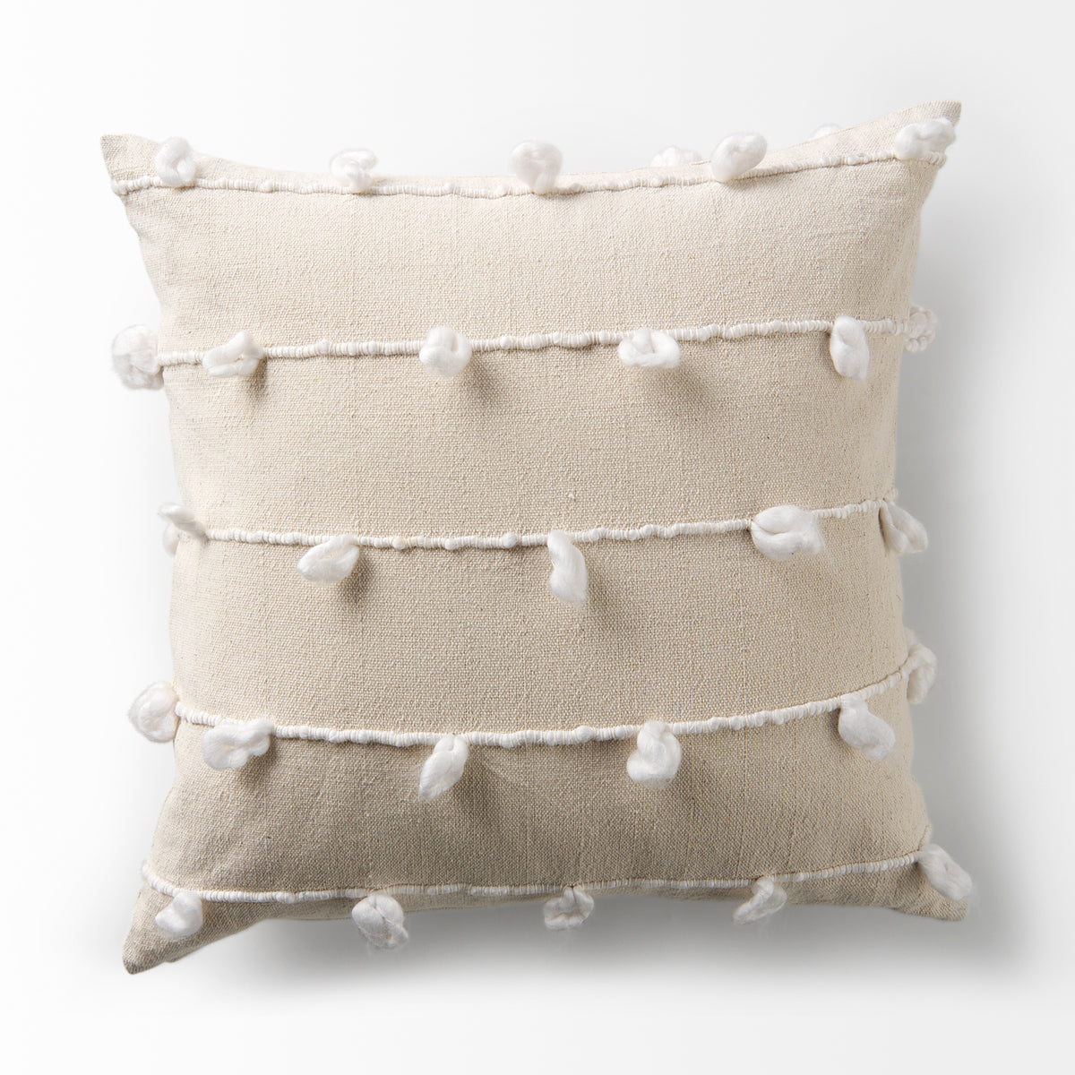 Erica 20x20 Cream With White Detail Pillow Cover w/Non-Allergen Filler-Decorative Pillows-DECOROLALA