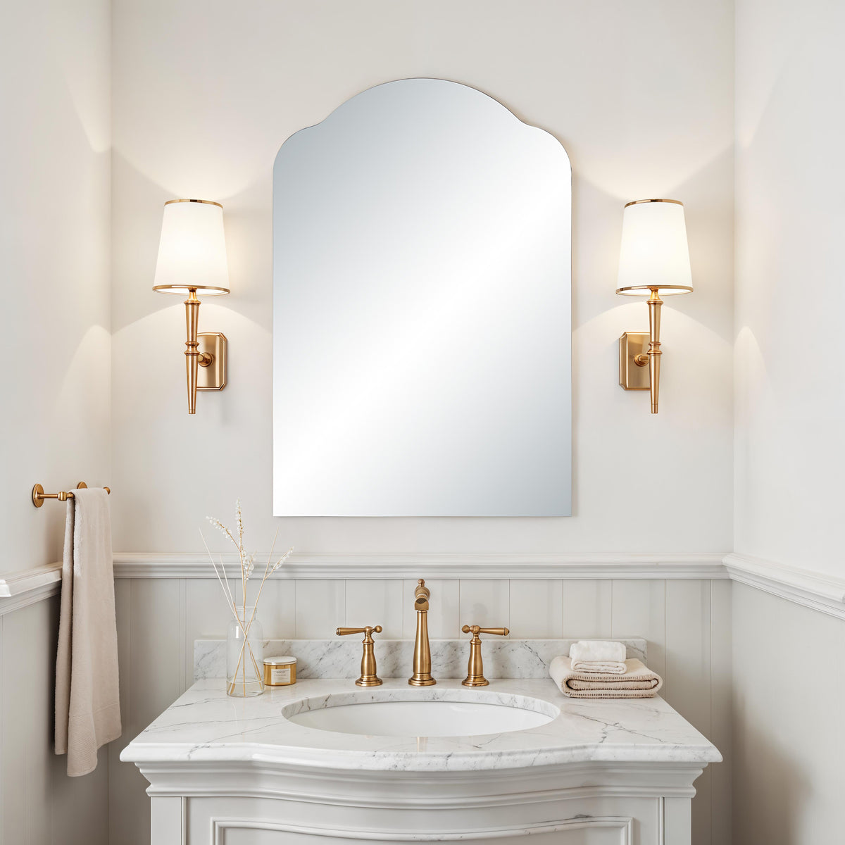 Erica 44" H x 30" W Wall Mirror, Silver-Mirrors-DECOROLALA