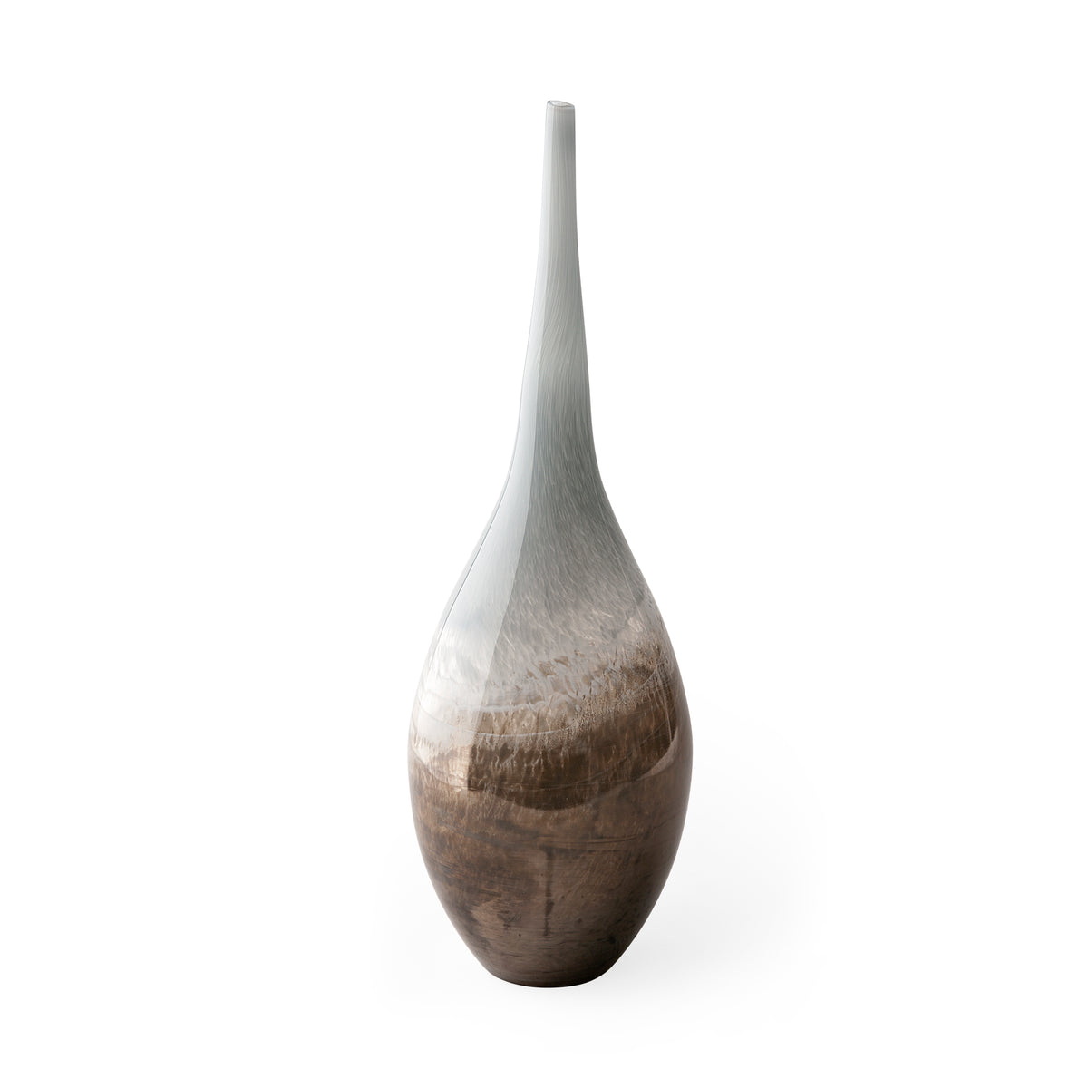 Erie II Tall Two Toned Sky Blue Dark Brown Blown Glass Vase-Vase-DECOROLALA