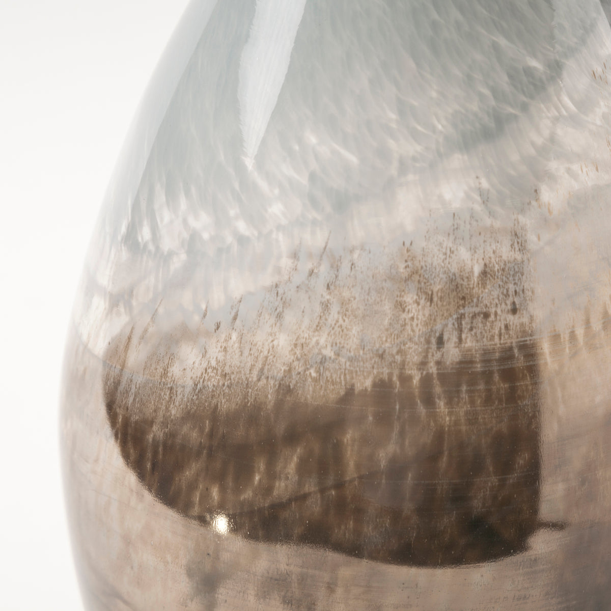 Erie II Tall Two Toned Sky Blue Dark Brown Blown Glass Vase-Vase-DECOROLALA