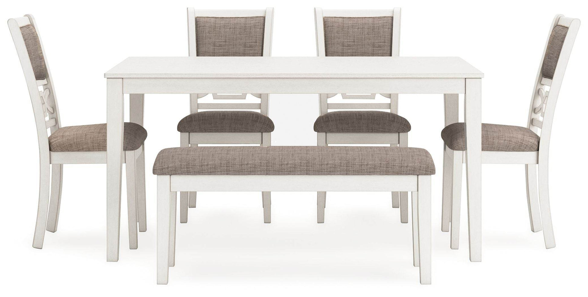 Erinberg Dining Set 6pc Antique White Gray-6 Piece Dining Room Sets-DECOROLALA