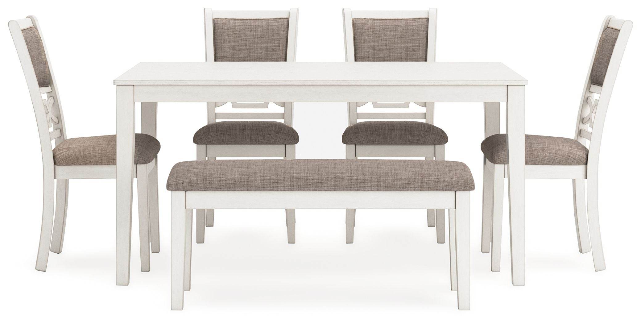 Erinberg Dining Set 6pc Antique White Gray-6 Piece Dining Room Sets-DECOROLALA