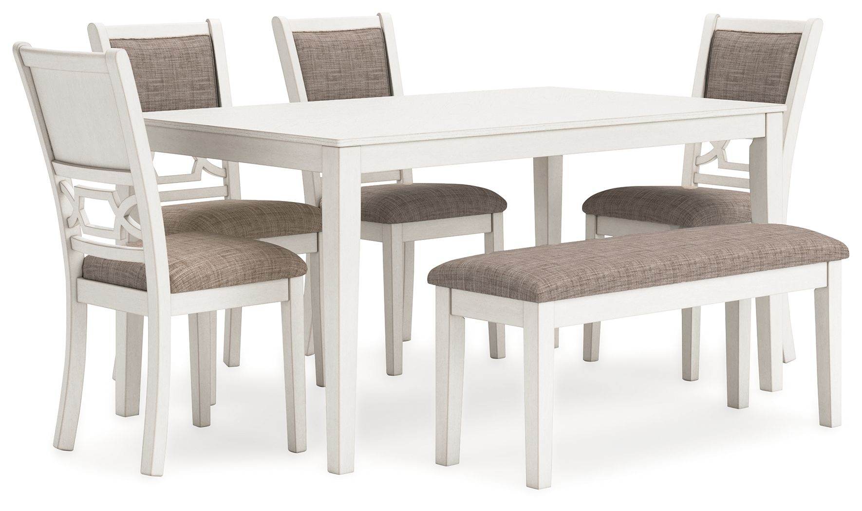 Erinberg Dining Set 6pc Antique White Gray-6 Piece Dining Room Sets-DECOROLALA