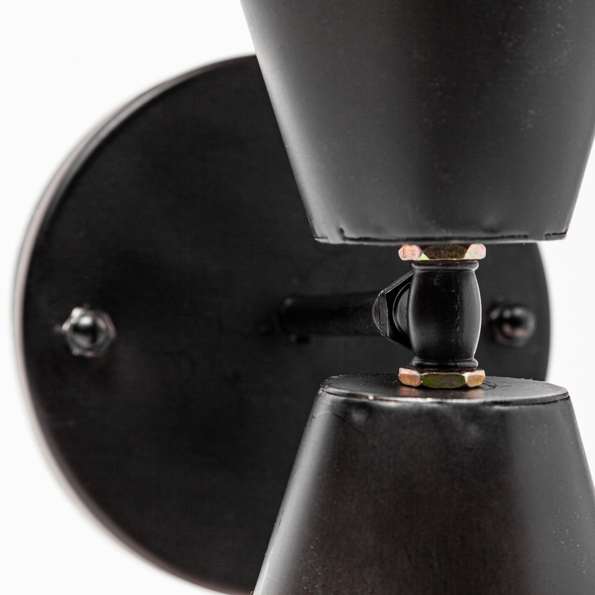 Eris II 7.3x12.6 Black Metal w/Gold Accent Double-Cone Wall Sconce-Wall Sconces-DECOROLALA