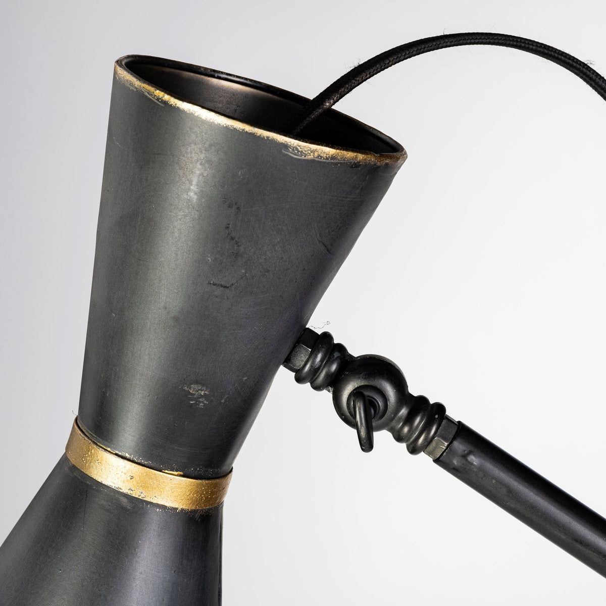 Eris III (58.3"H) Black/Brass Metal Cone Shade Floor Lamp-Floor Lamps-DECOROLALA