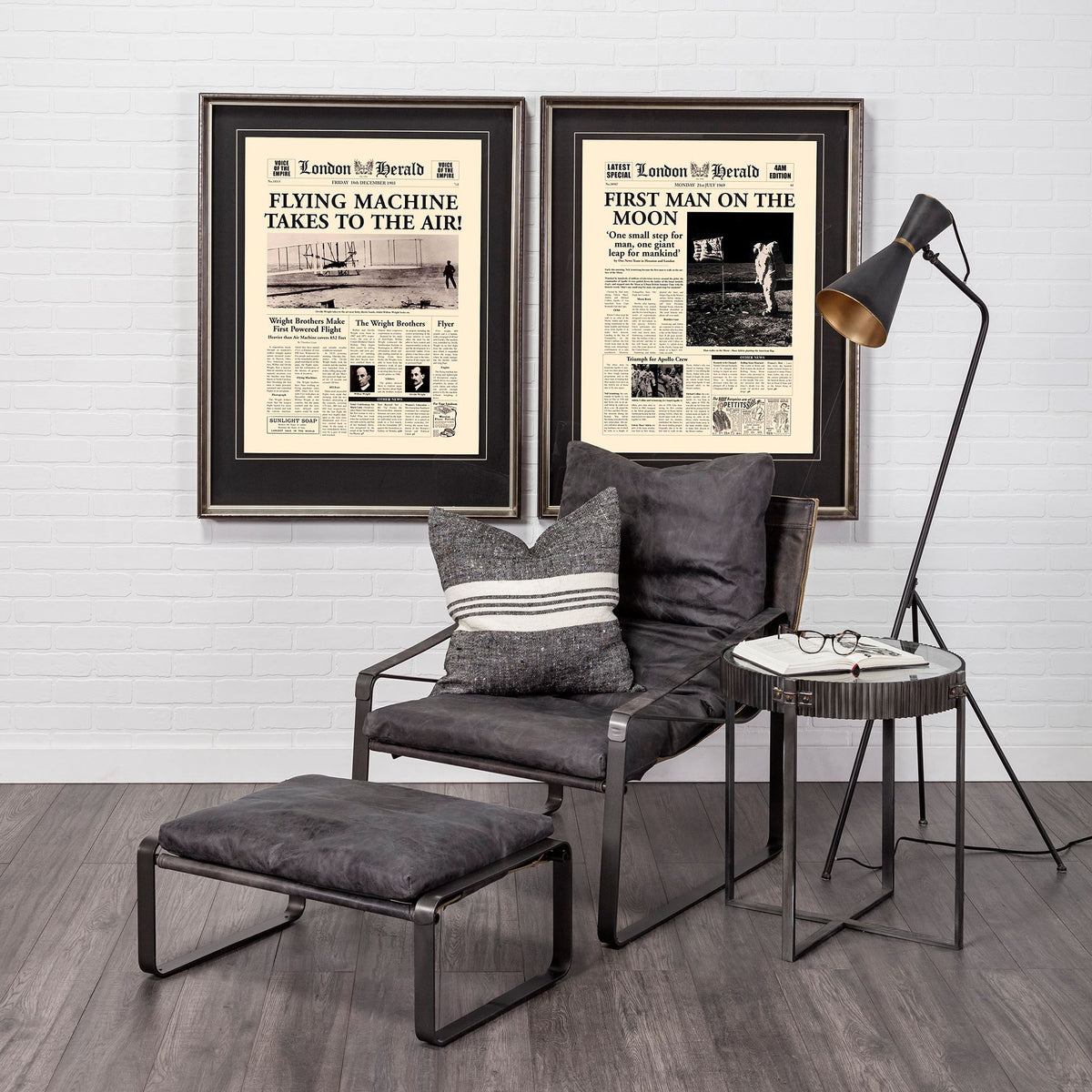 Eris III Industrial Floor Lamp - Black/Brass-Floor Lamps-DECOROLALA