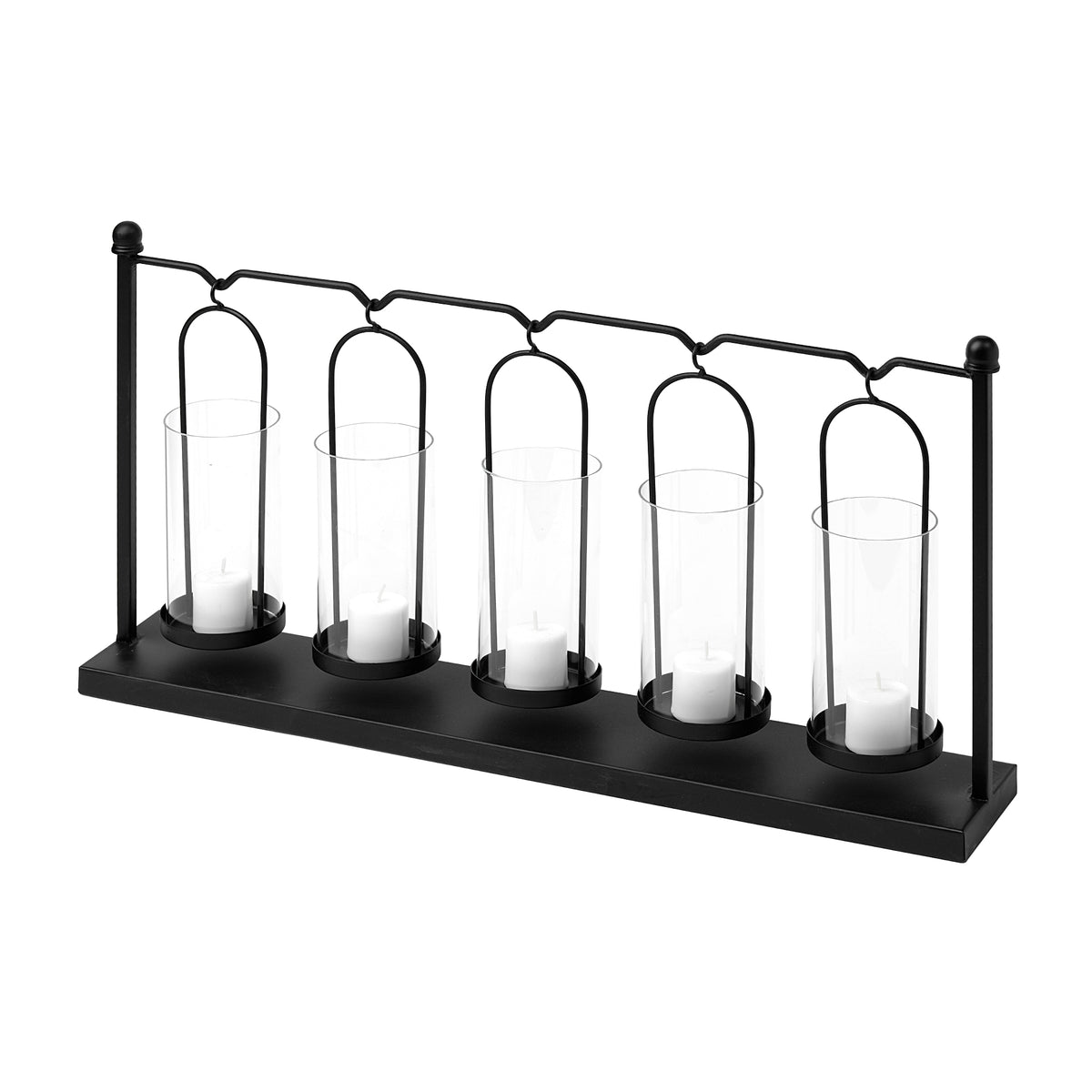 Erlen Black Metal Hanging Votive Five Candle Table Candle Holder-Table Candle Holders-DECOROLALA