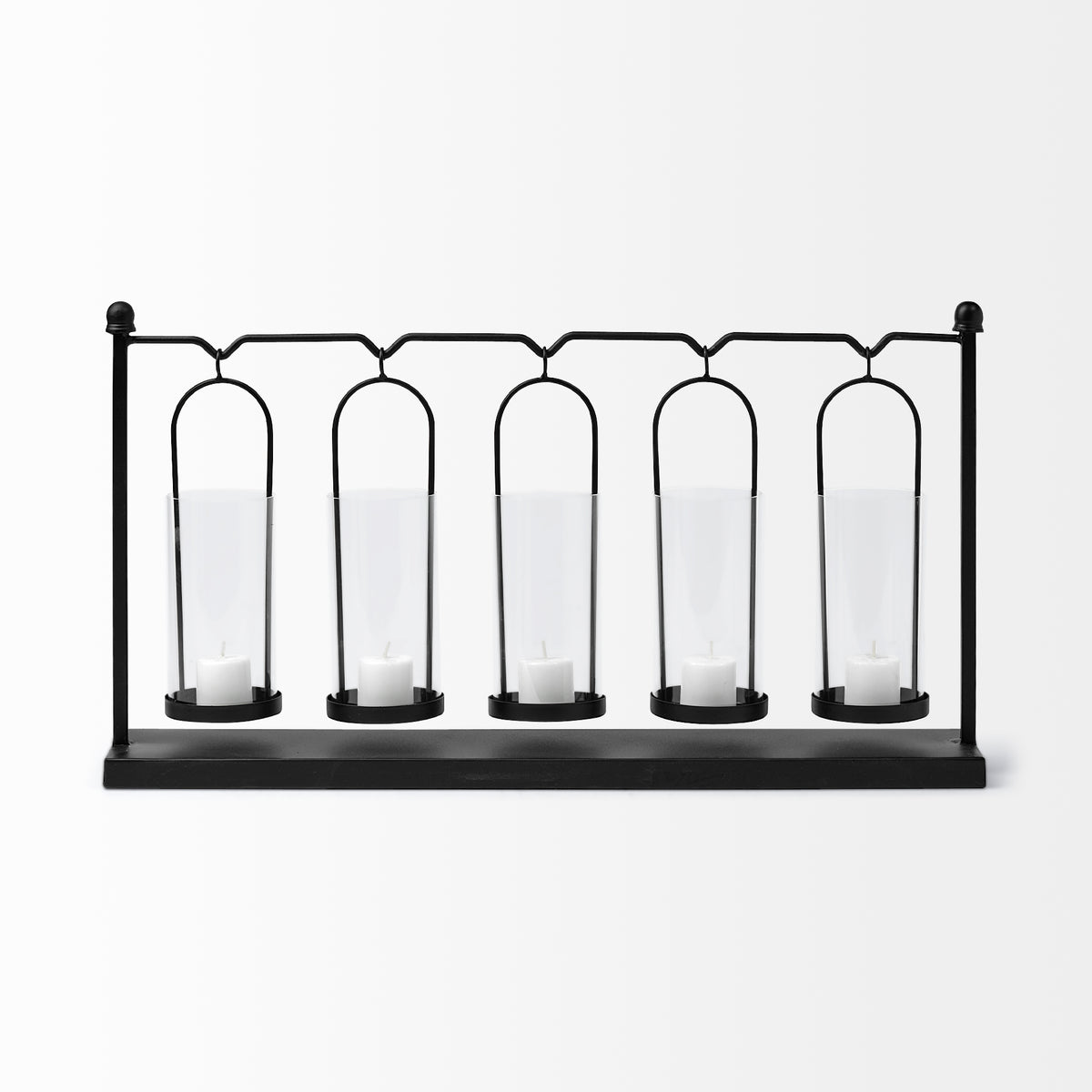 Erlen Black Metal Hanging Votive Five Candle Table Candle Holder-Table Candle Holders-DECOROLALA