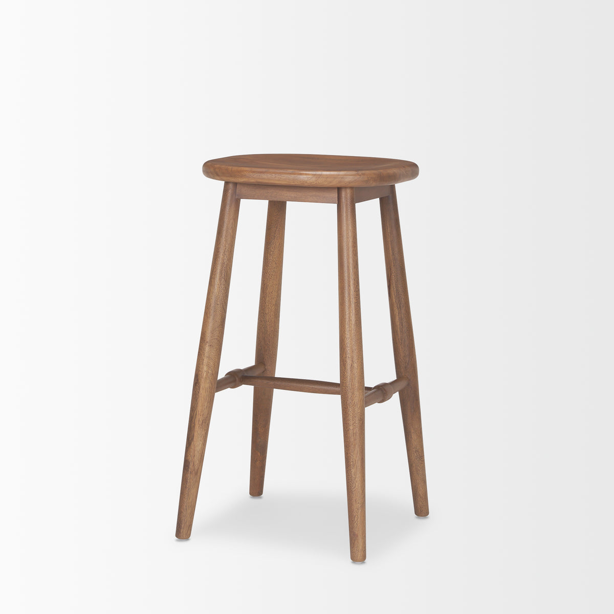 Ernest Medium Brown Wood Bar Stool-Bar Stools-DECOROLALA