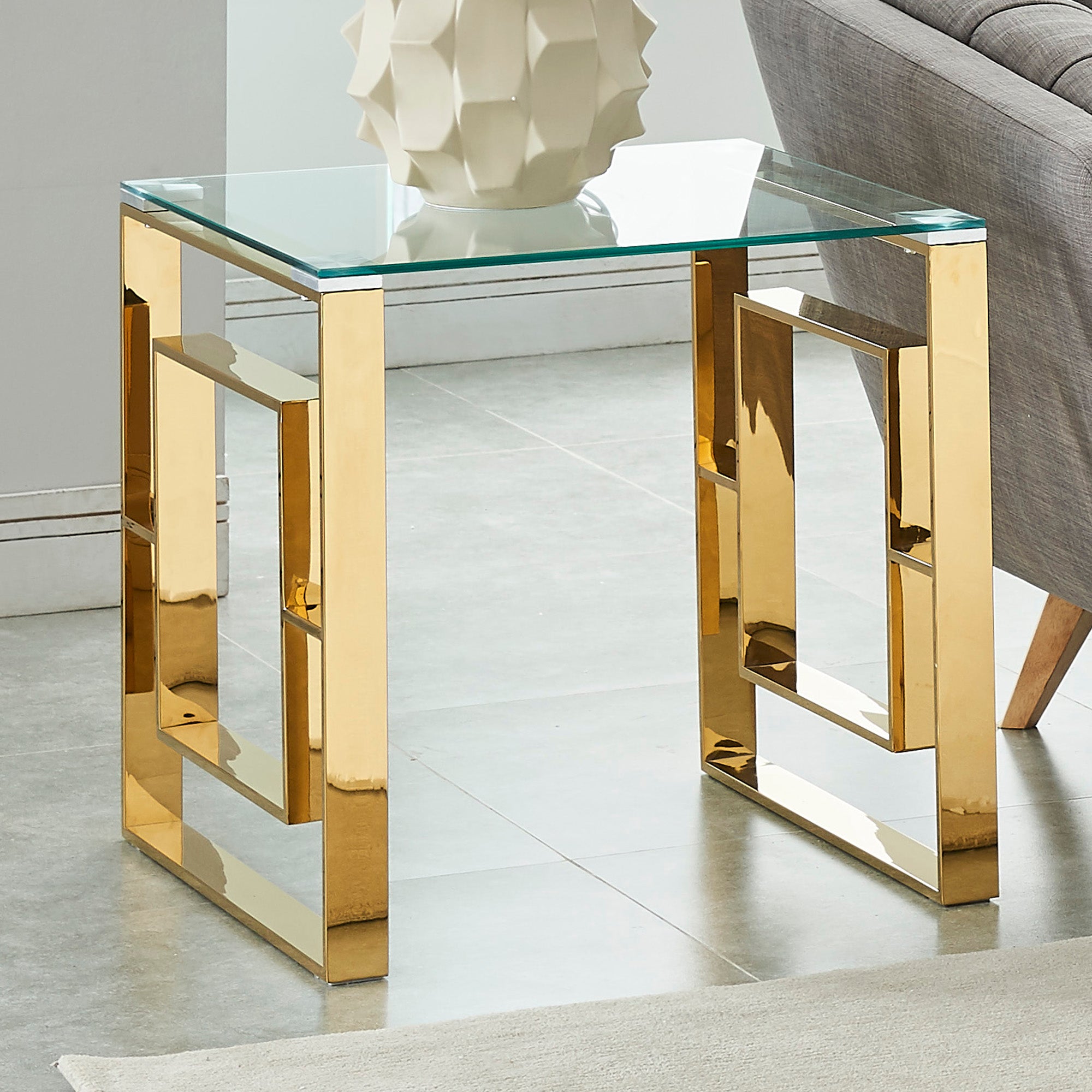 Eros Accent Table - Gold Modern Side Table-DECOROLALA