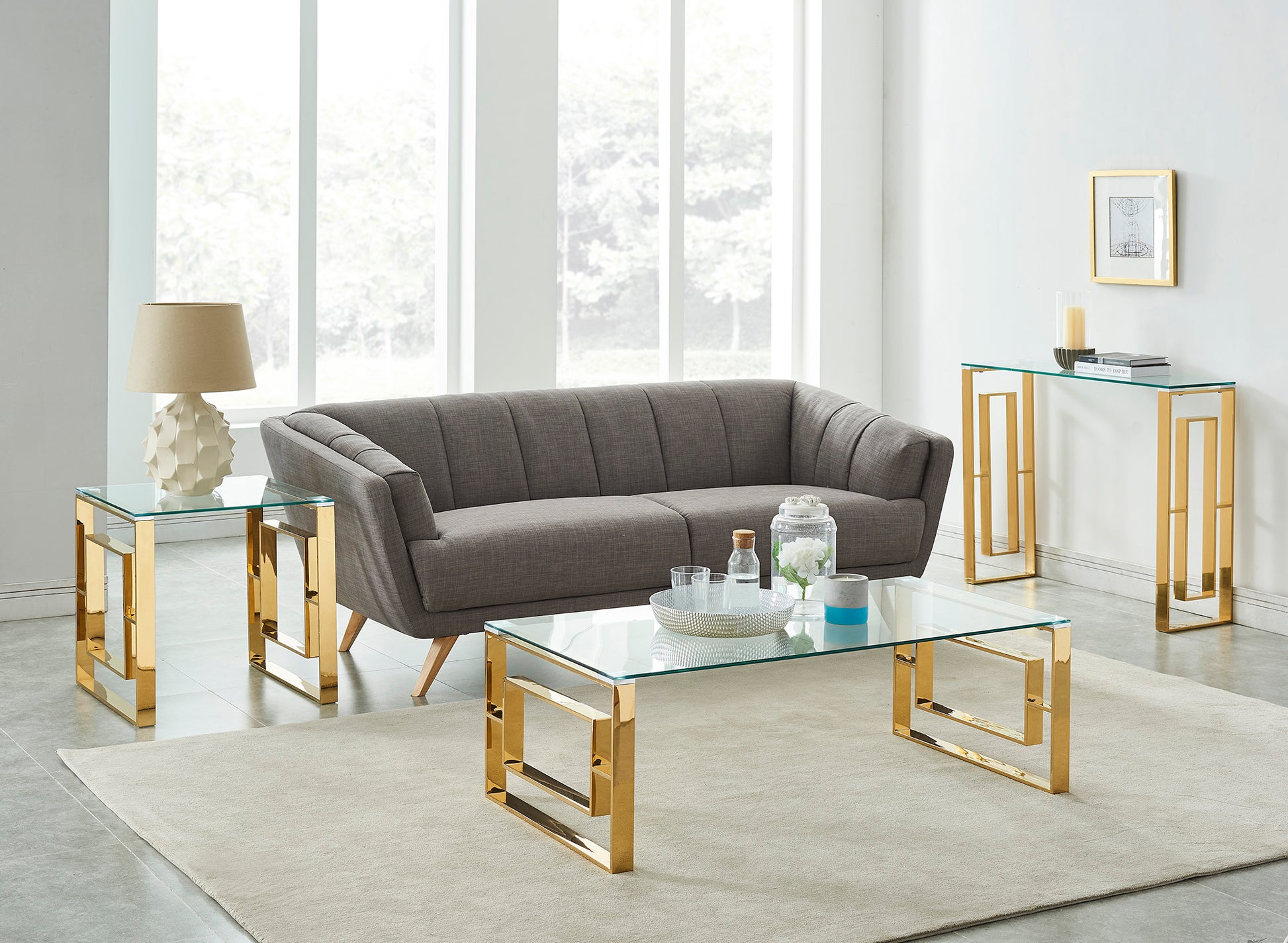 Eros Coffee Table - Gold Thick Sturdy Tabletop-DECOROLALA