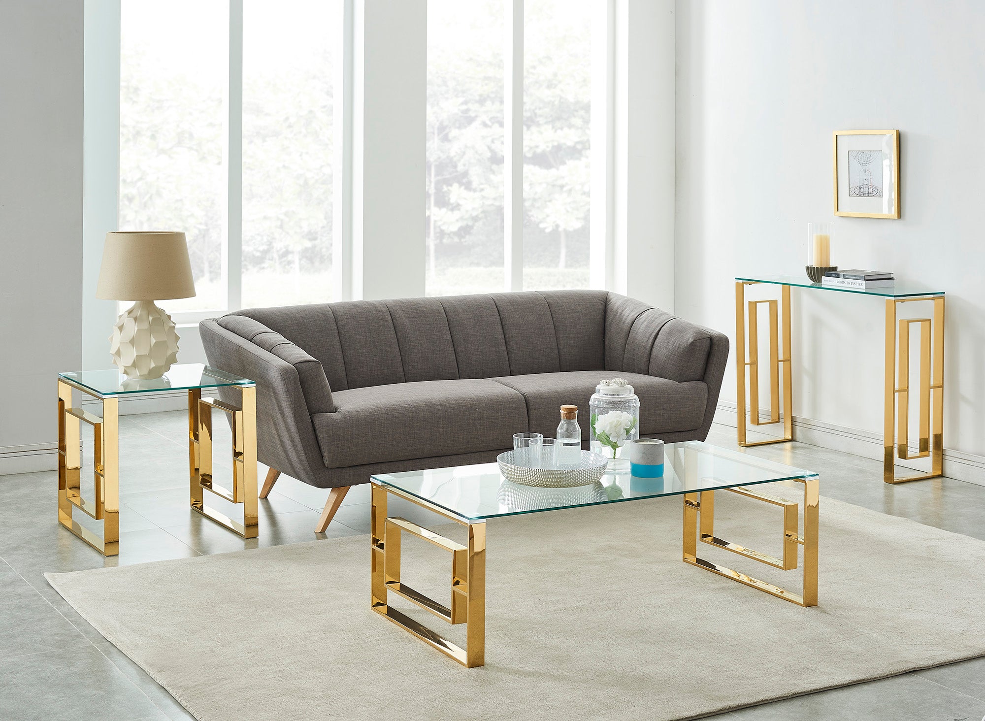 Eros Coffee Table - Gold Thick Sturdy Tabletop-DECOROLALA