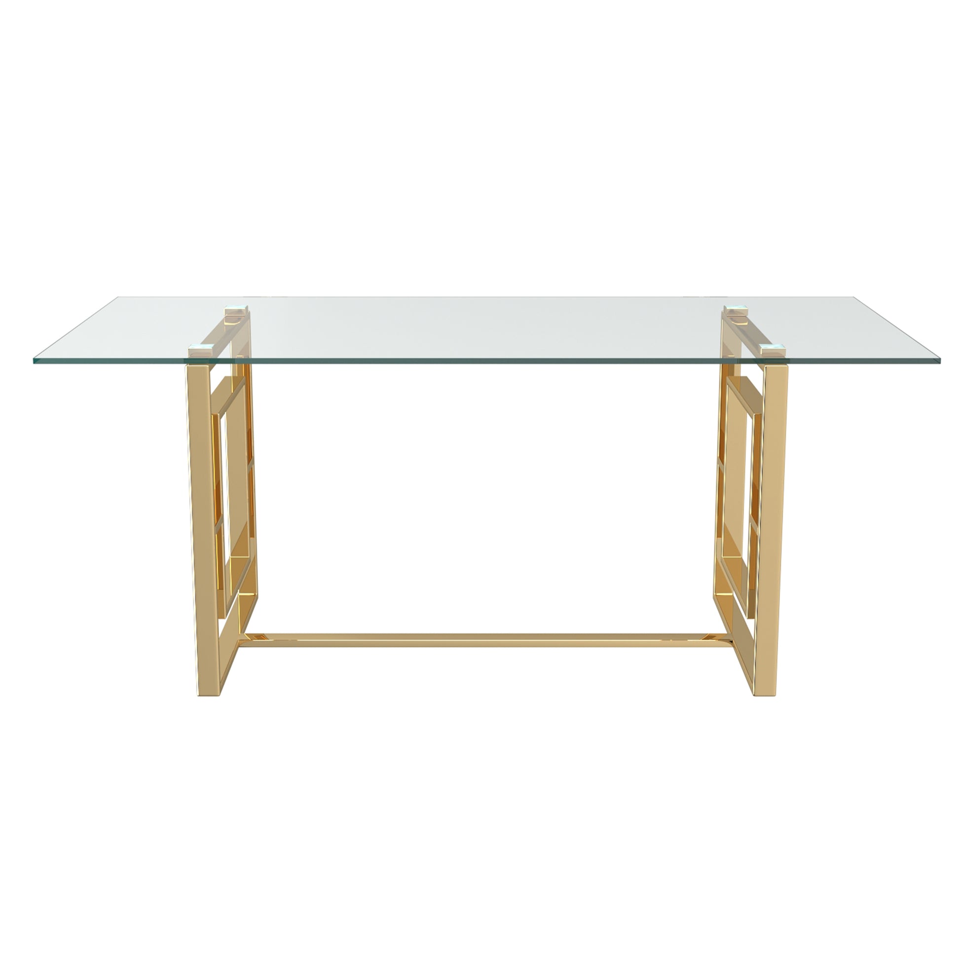 Eros Dining Table - Gold Geometric Legs Glass Top-DECOROLALA