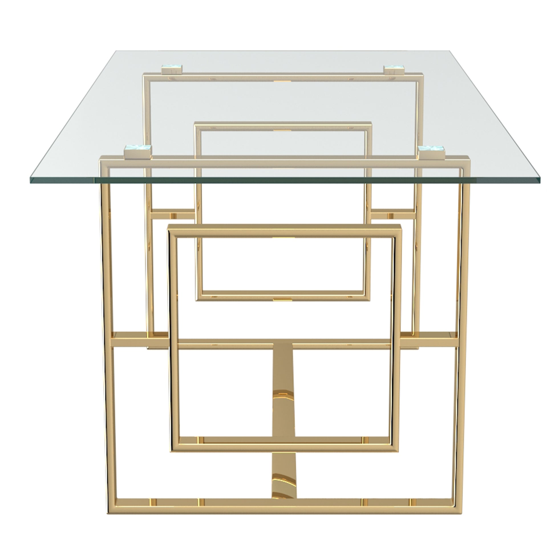 Eros Dining Table - Gold Geometric Legs Glass Top-DECOROLALA