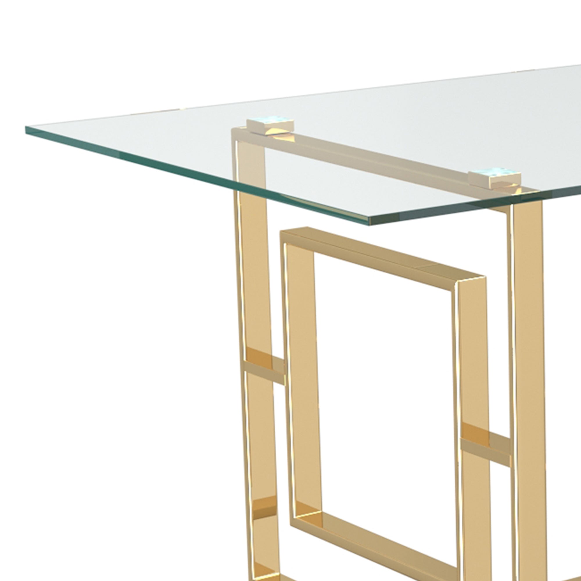 Eros Dining Table - Gold Geometric Legs Glass Top-DECOROLALA