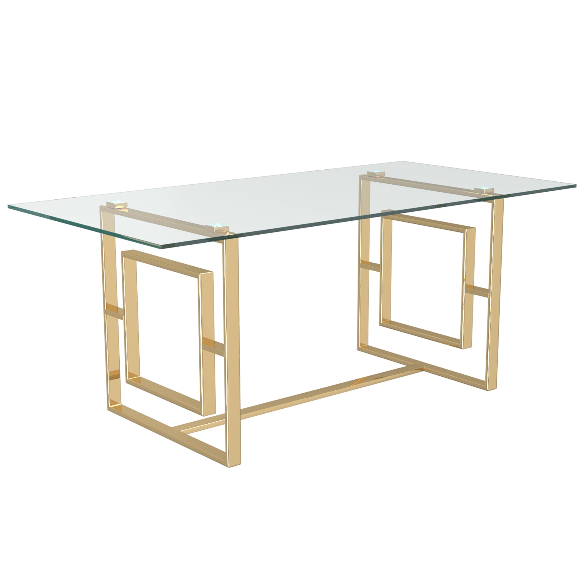Eros Dining Table - Gold Geometric Legs Glass Top-DECOROLALA