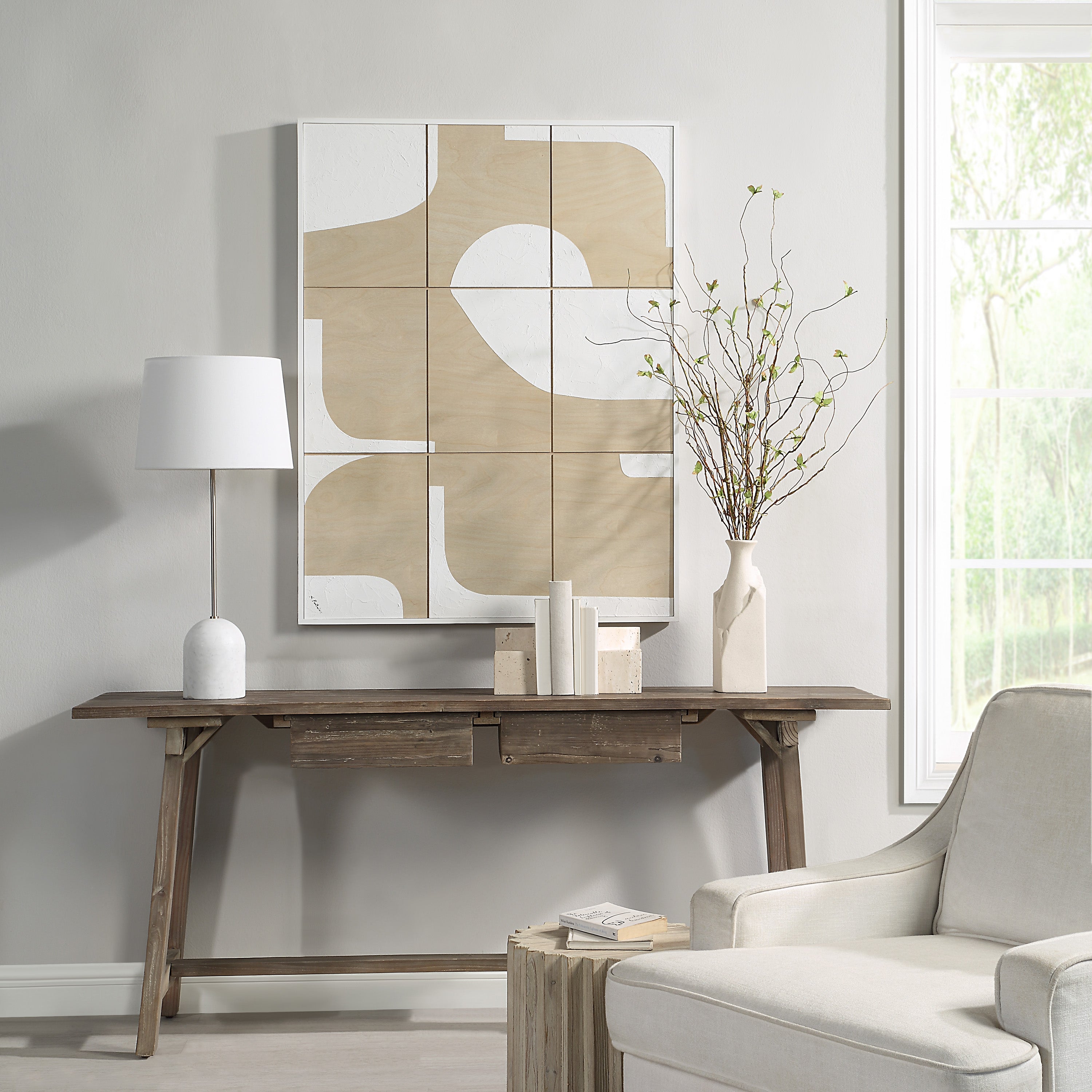 Erula 48" Wide Wall Art, Matte White-Wall Art-DECOROLALA