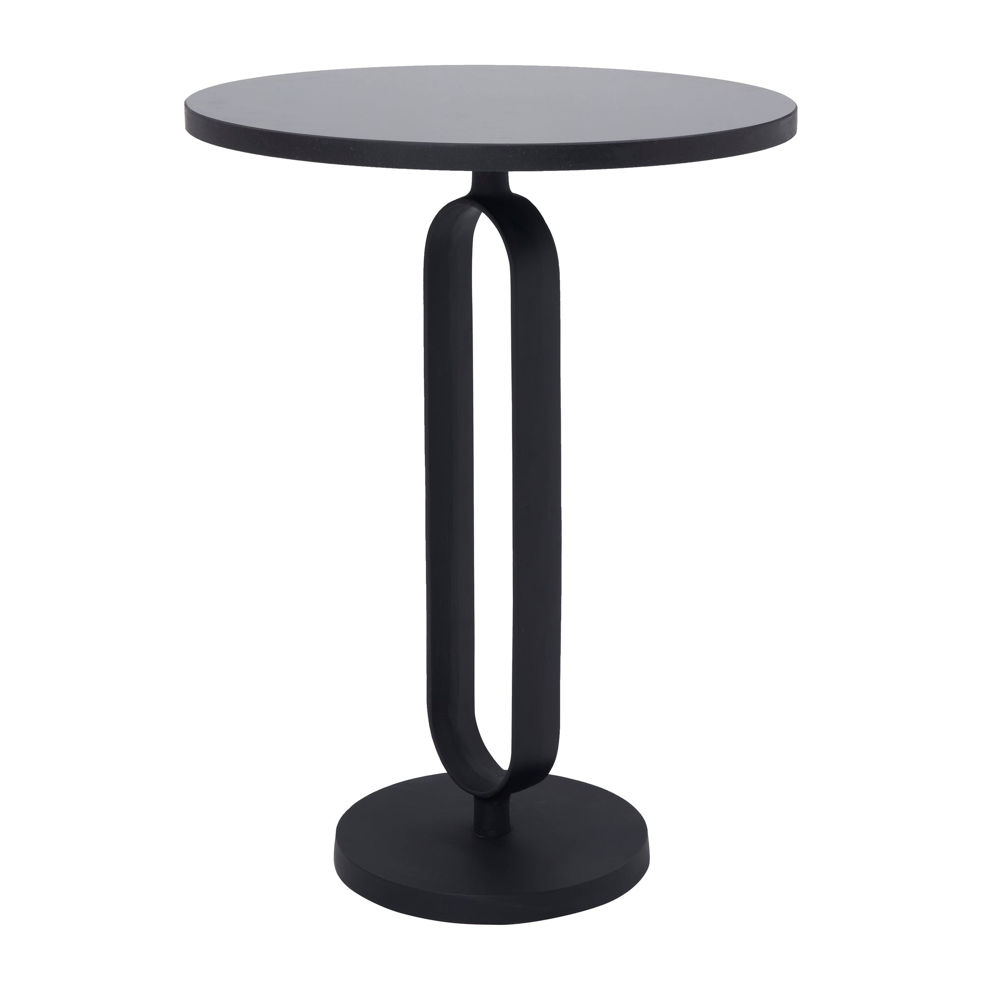 Eryx Indoor Cast Aluminum Side Table, Matte Black-End Table-DECOROLALA