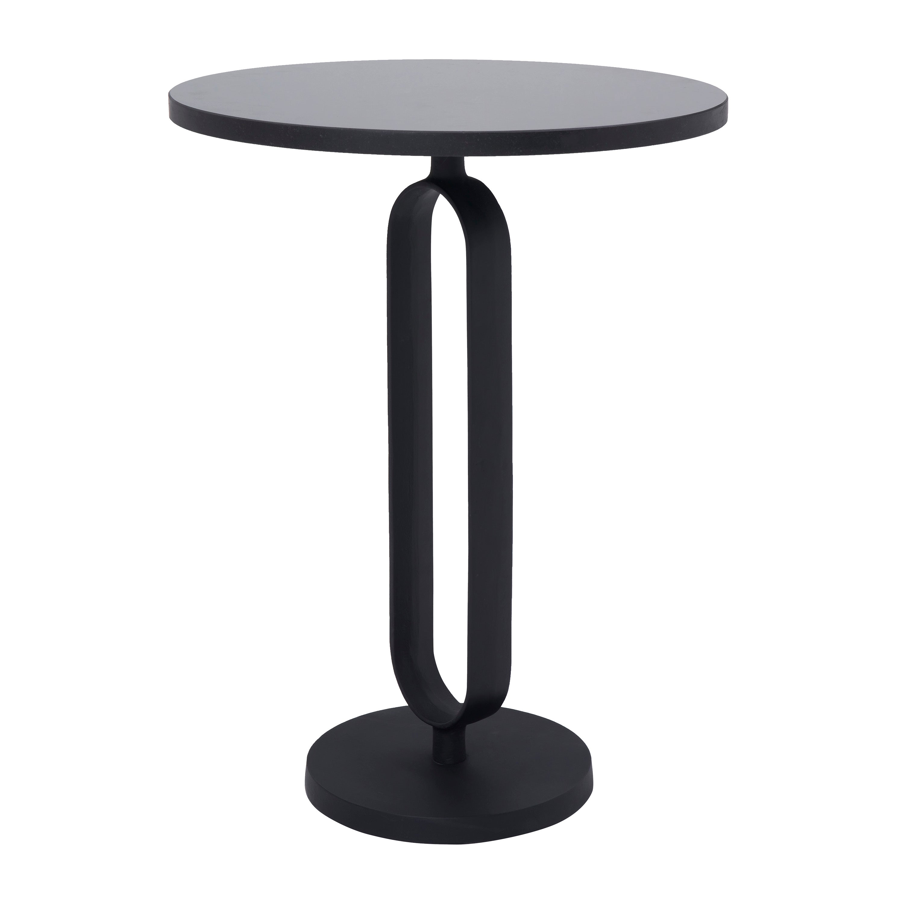 Eryx Indoor Cast Aluminum Side Table, Matte Black-End Table-DECOROLALA