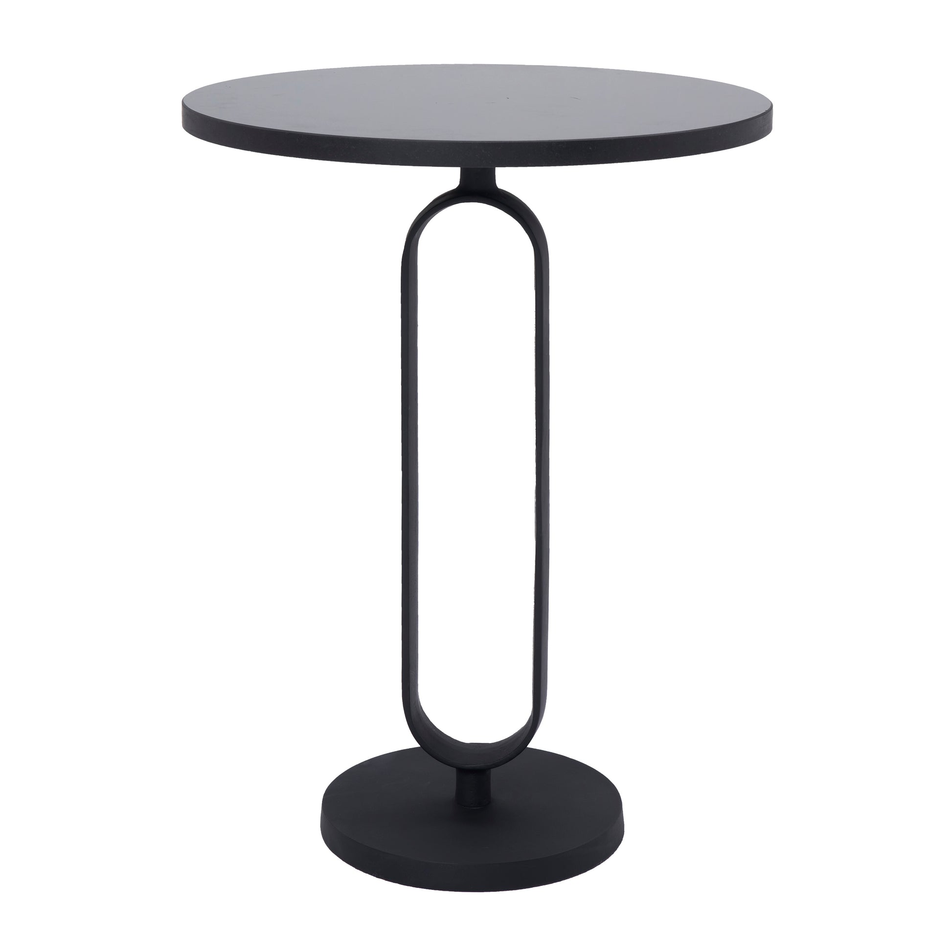 Eryx Indoor Cast Aluminum Side Table, Matte Black-End Table-DECOROLALA