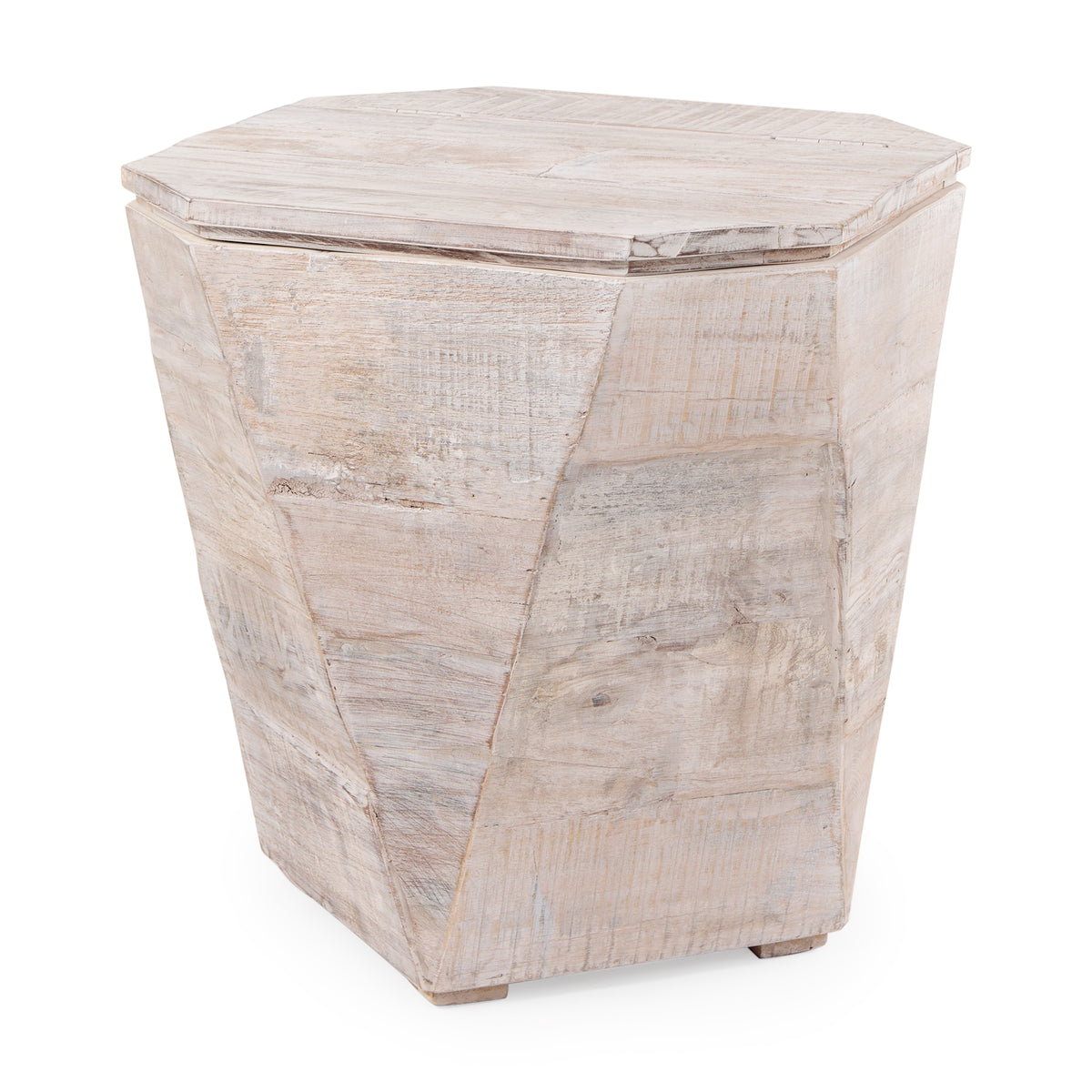 Esagono Octagonal Reclaimed Wood Side Table-Side Tables-DECOROLALA