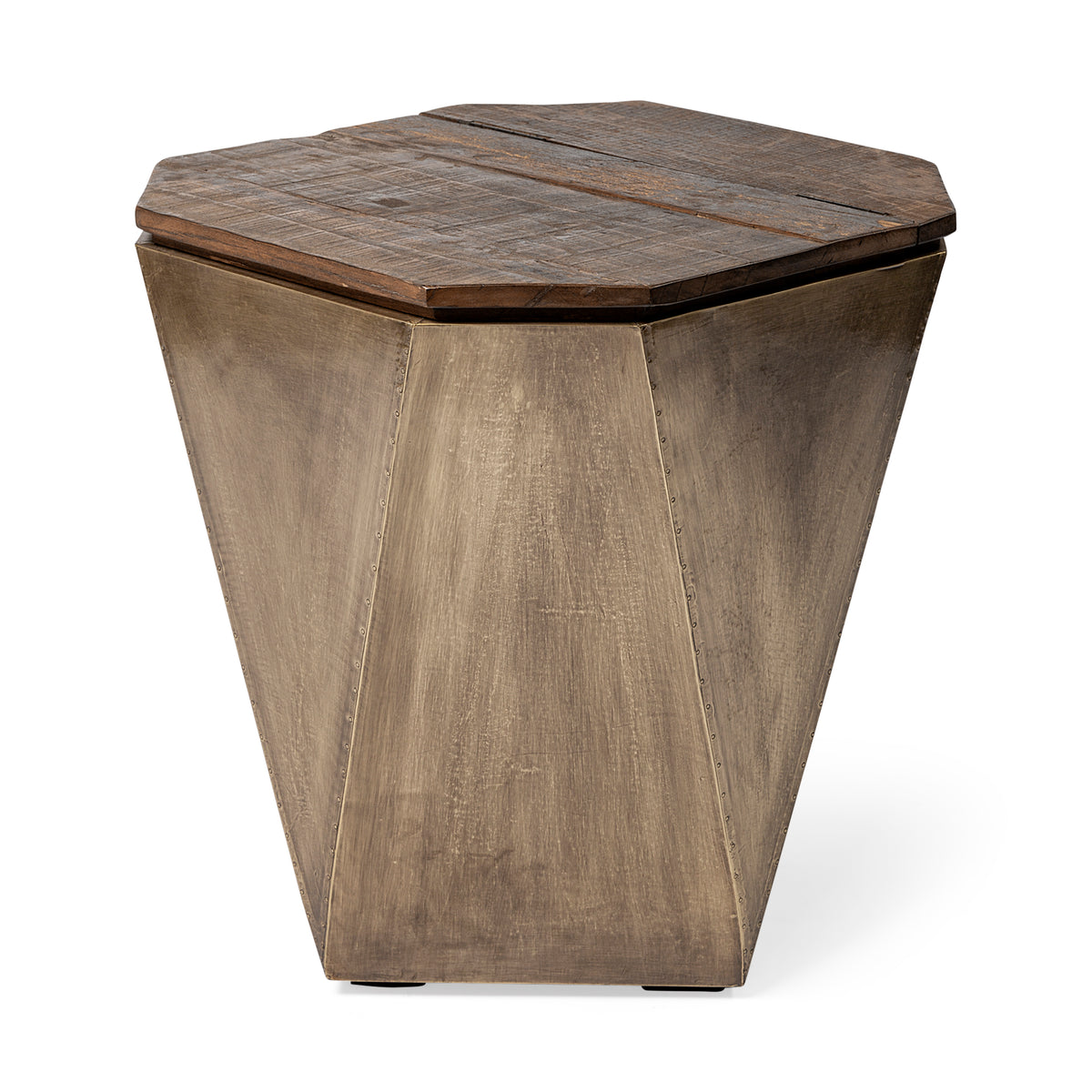 Esagono Octagonal Reclaimed Wood Side Table-Side Tables-DECOROLALA