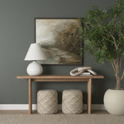 Esfera 17.7L x 15.7W x 15.7H Beige Chevron Woven Round Pouf-Poufs-DECOROLALA