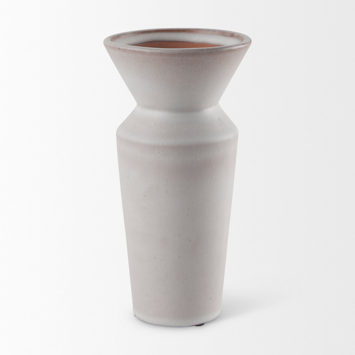 Esme 4.5L x 4.5W x 10.4H Whitewashed Ceramic Vase-Vase-DECOROLALA