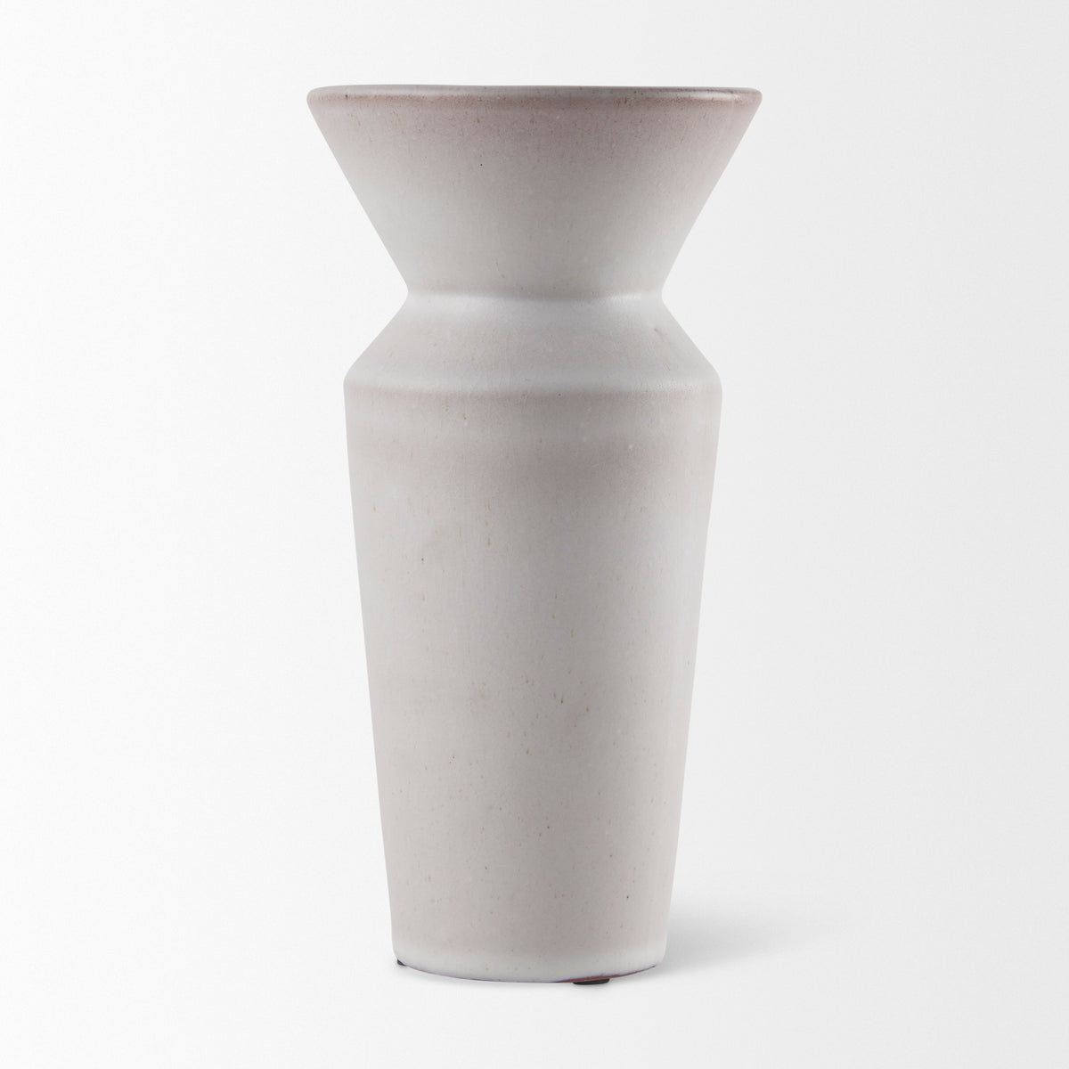 Esme 4.5L x 4.5W x 10.4H Whitewashed Ceramic Vase-Vase-DECOROLALA