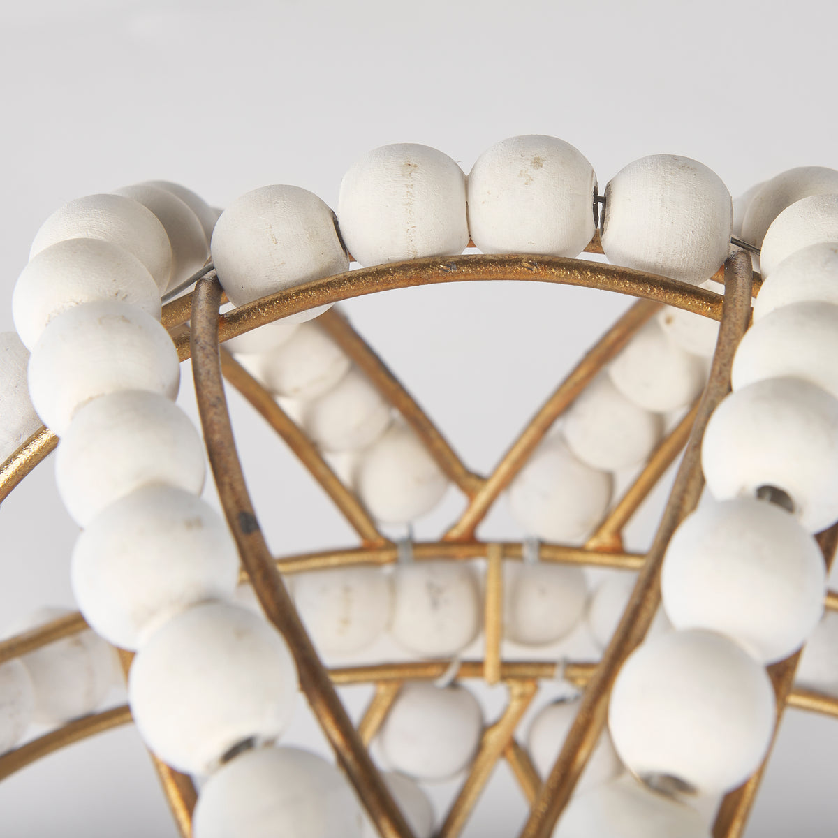 Espanlade I Small 9L x 9W White Wooden Beaded Orb-Objects-DECOROLALA