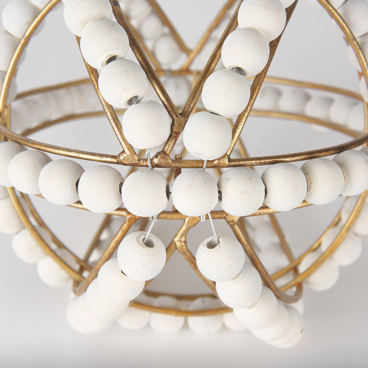 Espanlade I Small 9L x 9W White Wooden Beaded Orb-Objects-DECOROLALA