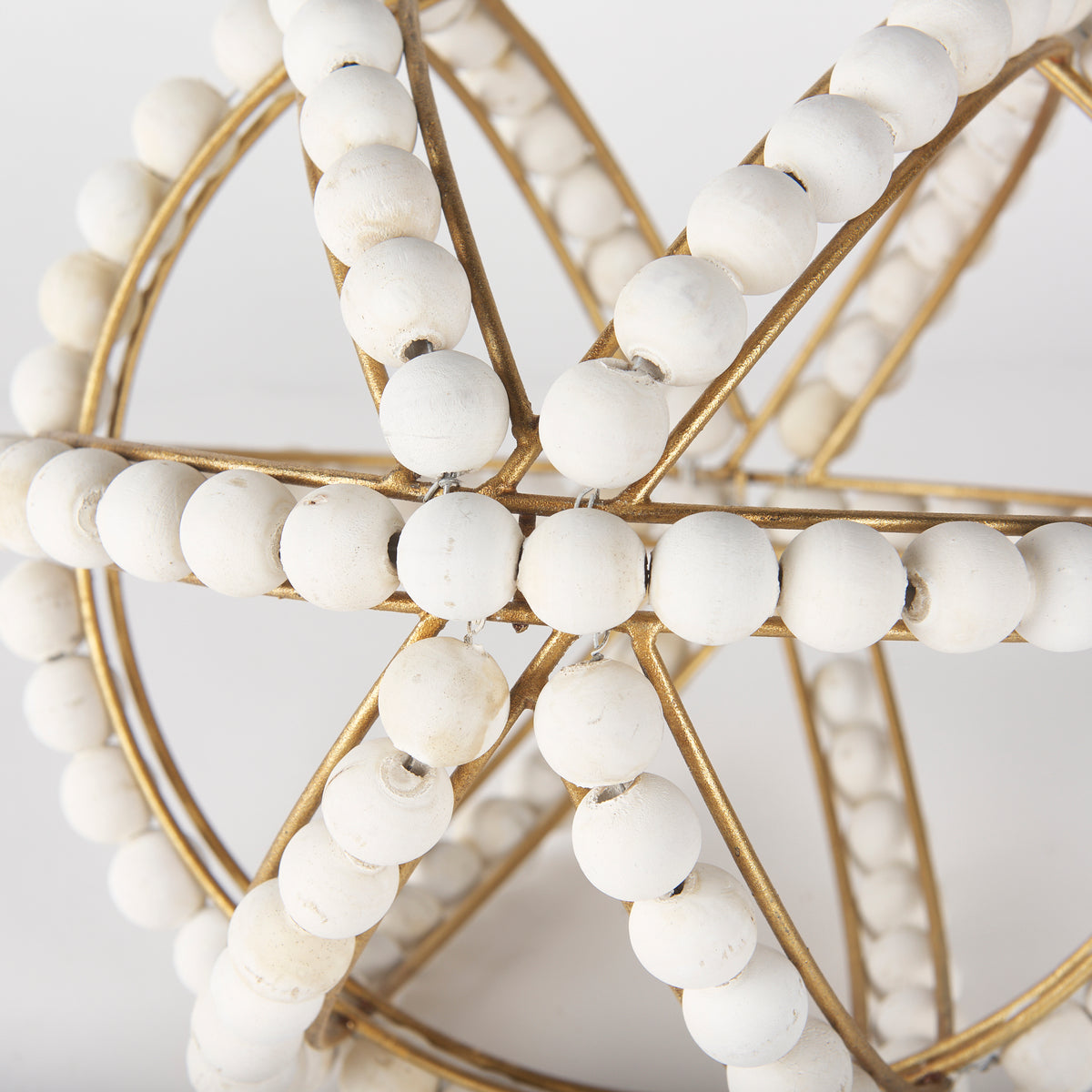 Espanlade II Large 11L x 11W White Wooden Beaded Orb-Objects-DECOROLALA