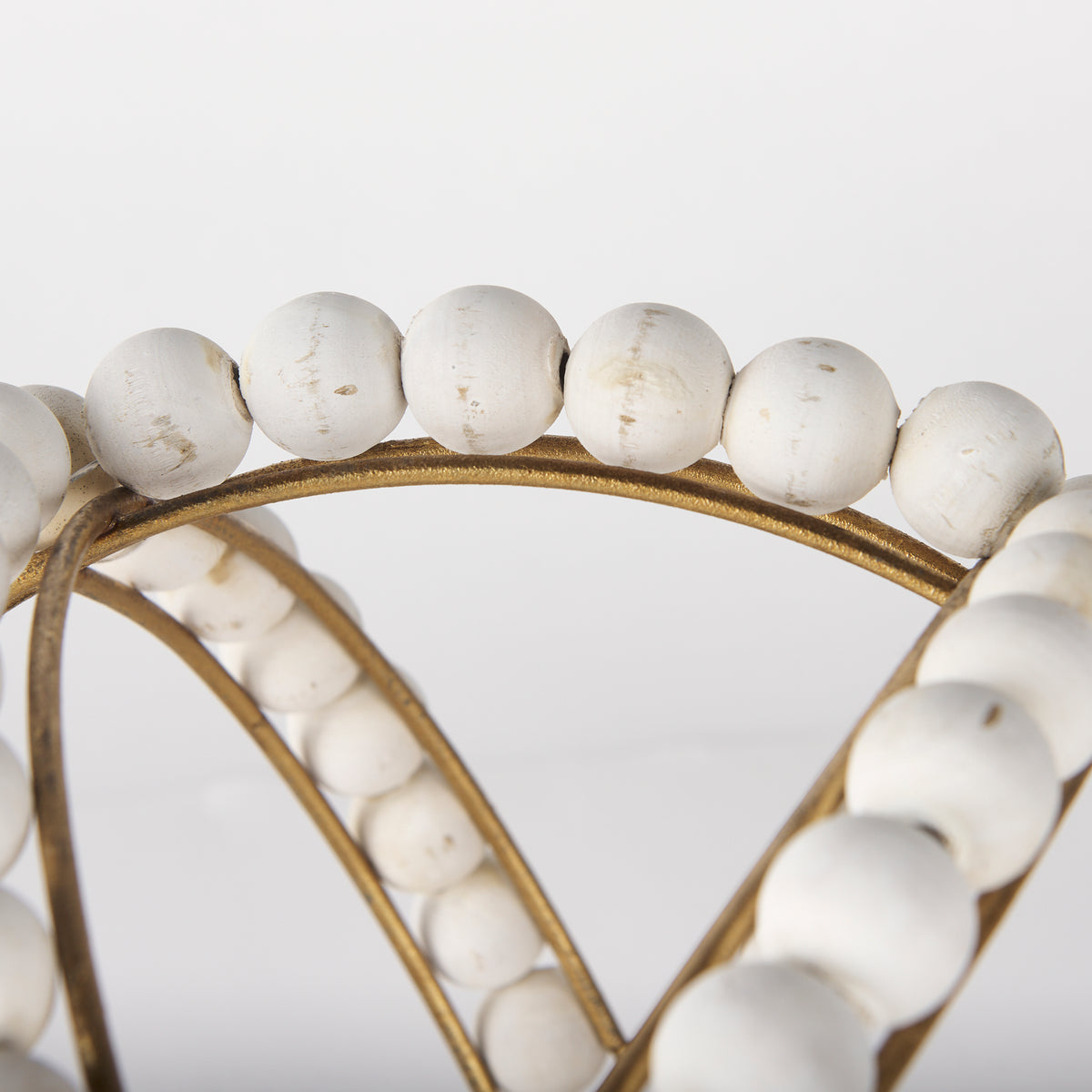 Espanlade II Large 11L x 11W White Wooden Beaded Orb-Objects-DECOROLALA