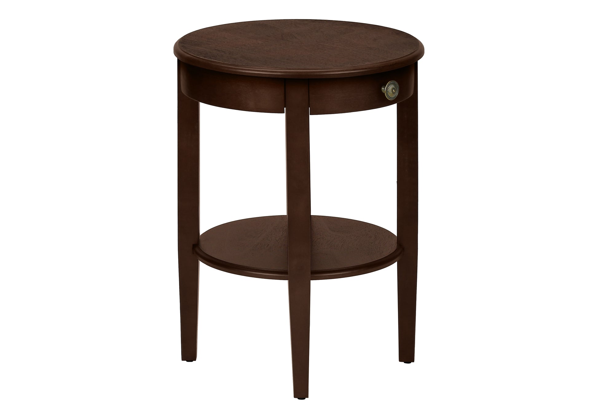 Espresso 2-Tier Round End Table 23"H-Accent Table-DECOROLALA