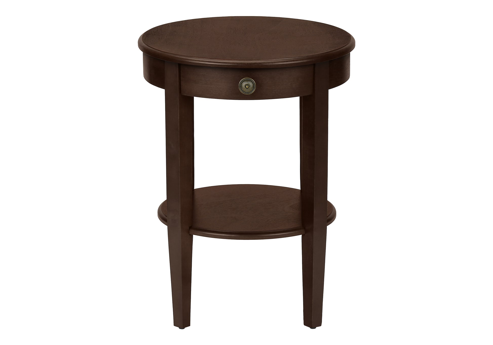 Espresso 2-Tier Round End Table 23"H-Accent Table-DECOROLALA