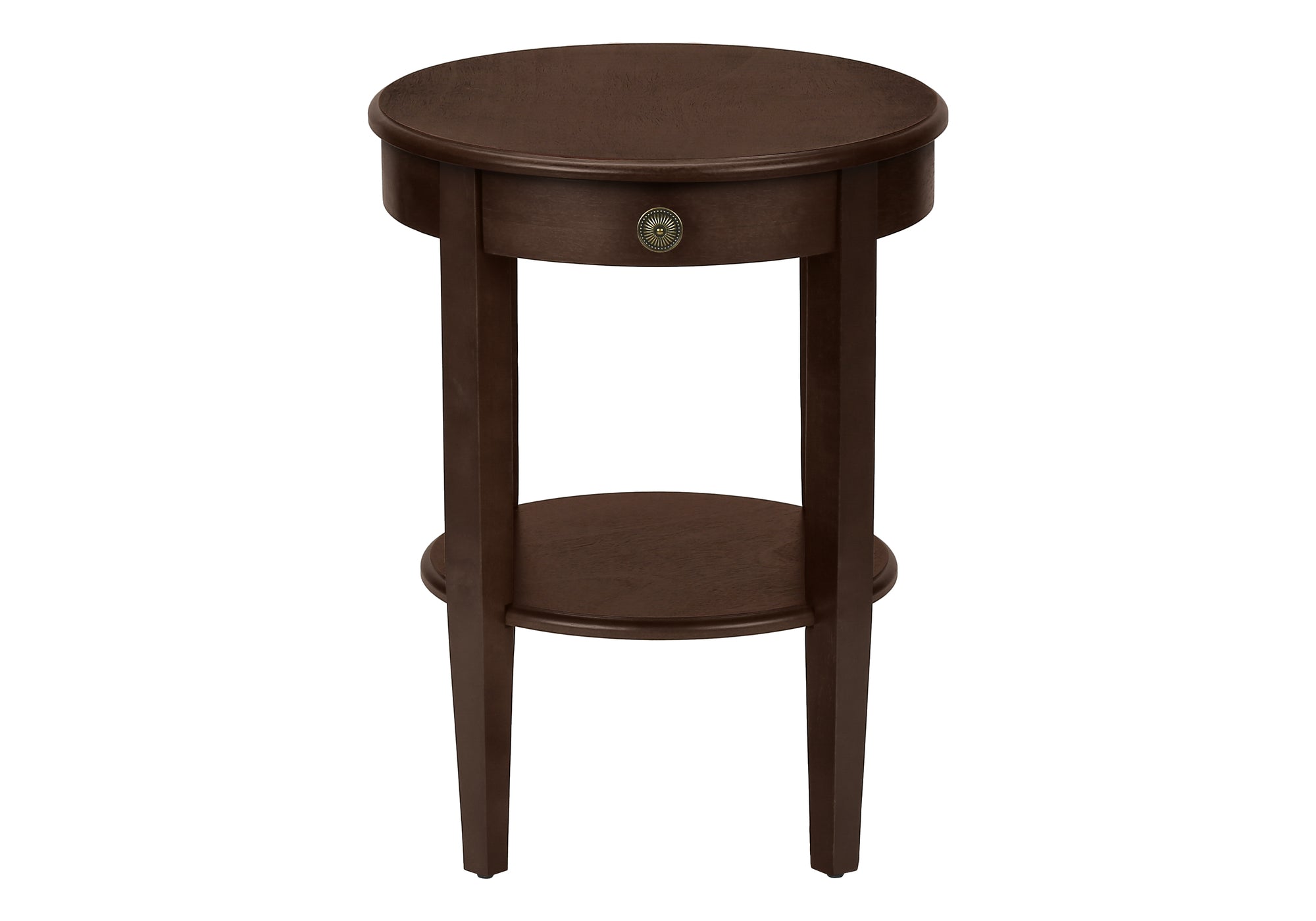 Espresso 2-Tier Round End Table 23"H-Accent Table-DECOROLALA