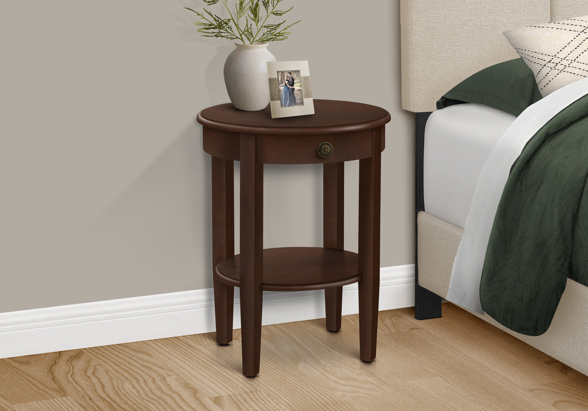 Espresso 2-Tier Round End Table 23"H-Accent Tables-DECOROLALA