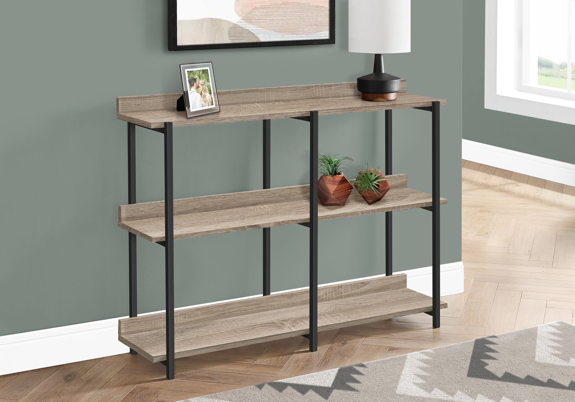 Espresso Console Table 47.25"L with 3-Tier Shelving-Accent Table-DECOROLALA