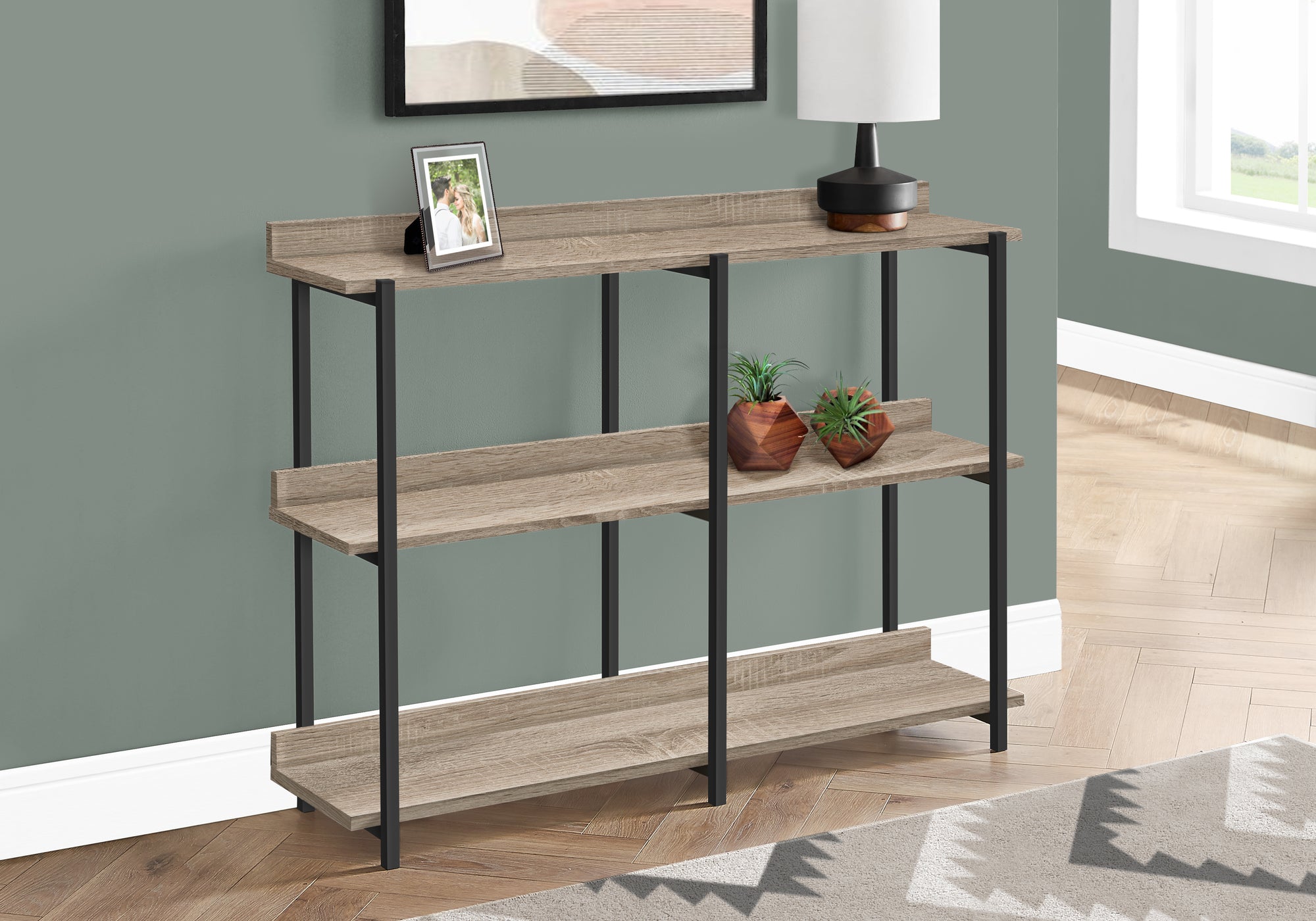 Espresso Console Table 47.25"L with 3-Tier Shelving-Accent Table-DECOROLALA