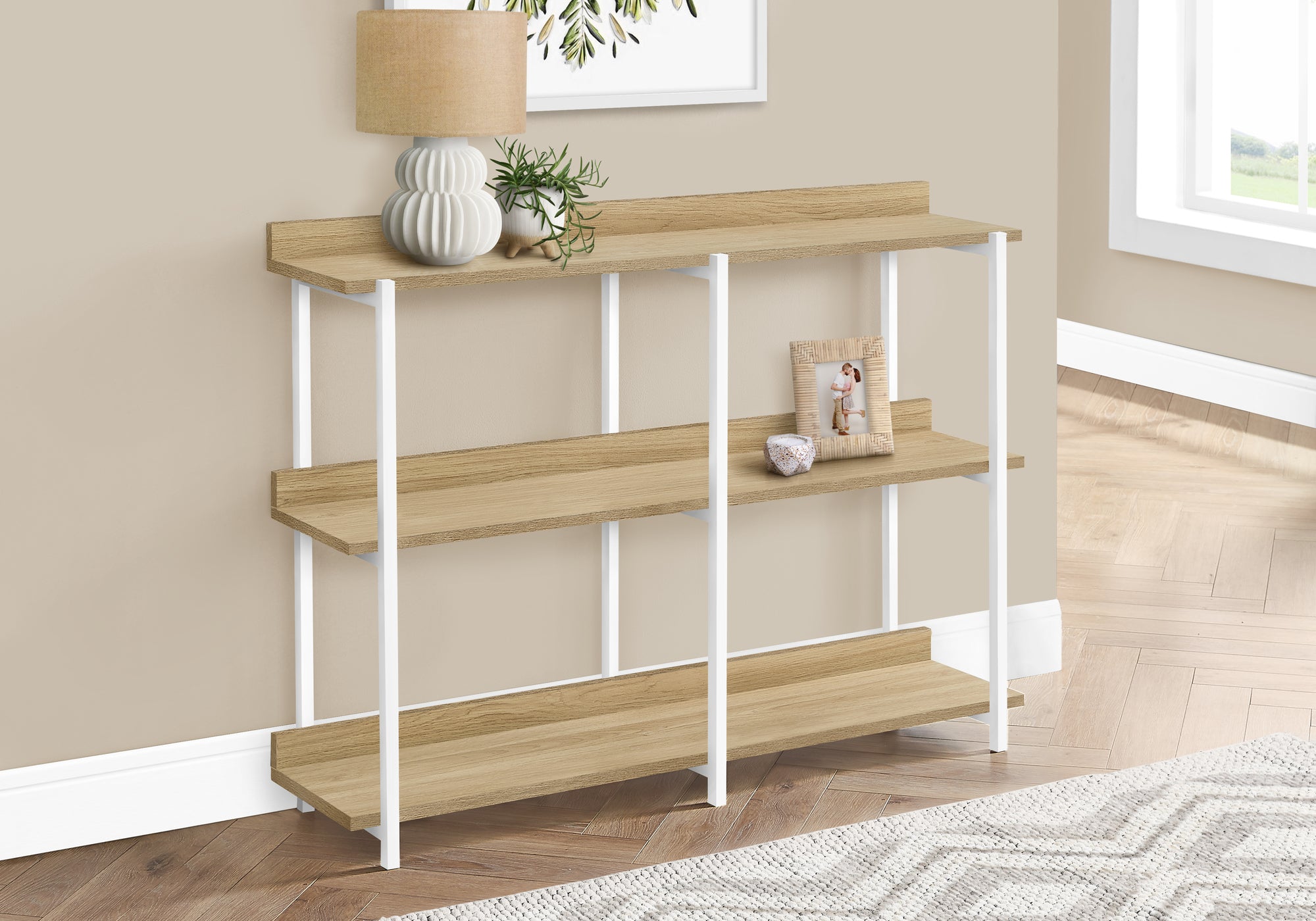 Espresso Console Table 47.25"L with 3-Tier Shelving-Accent Table-DECOROLALA